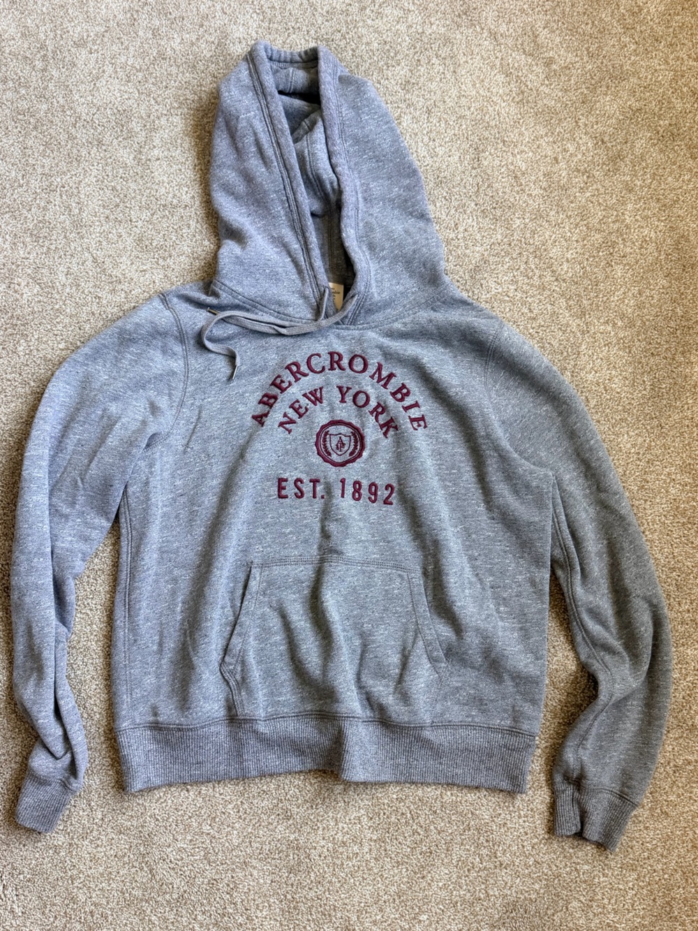 Abercrombie & Fitch Gray Hoodie with Maroon Logo
